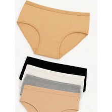 Orivra 6'lı Ribana Kadın Pamuklu Bikini Külot - Yumuşak Dokulu Fitilli Model