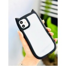 Daisy Home 11 ile Uyumlu Siyah Kulaklı Kedi Kenar Darbe Önleyici Şeffaf Silikon Kılıf