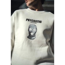 Modenya Kışlık Bisiklet Yaka Baskılı Sweatshirt - Beyaz