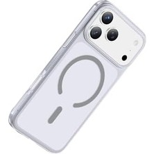 Daisy Home - 17 Pro Max ile Uyumlu Kılıf Saf X-Crystal Slim Premium ile Uyumlu Kablosuz Şarj Destekli Şeffaf - Gri