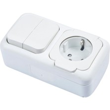 Daisy Home Beyaz Komütatör ve Topraklı Priz Şeffaf Kapaklı Çabuk Bağlantı Kombine Yatay