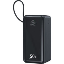 Sezy 50.000 Mah Taşınabilir Şarj Aleti 22.5w Pd Hızlı Şarj Lcd Şarj Göstergeli 8 Port Powerbank Siyah