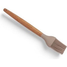 Cekar Store Deconox Bambu Saplı Silikon Fırça, Bambu Uzun Silikon Yağ ve Yumurta Fırçası 27CM 3 Renk Seçenekli (Taba)