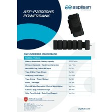 Daisy Home ASP-P20000HS 20000MAH Solar Powerbank, El Kranklı Şar, Type-C, Microusb, Kablosuz Şarj, LED Fener, Elektrikli Çakmak, Solar Paneli