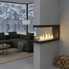 Starfire C Tipi Duvar Şöminesi 90 cm Siyah Modern Dekoratif