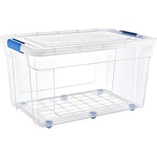 Daisy Home Glassy Şeffaf Tekerlekli 90 L Saklama Kabı - 47,5X69,5X40,5 (H) cm