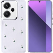 Daisy Home 13 Pro Plus 5g ile Uyumlu Kılıf Kabartmalı Kelebek-Kiraz-Çiçek Dizayn Şeffaf Kutup Kapak Lale