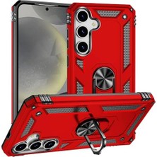 Daisy Home Galaxy S25 Plus ile Uyumlu Kılıf Yüzüklü Zırh Tank Vega Kırmızı