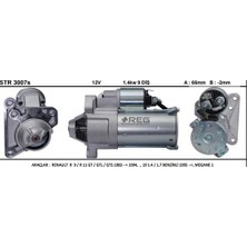 Marş Motor 9diş 1,4kw Renault R9 R11 R19 R21 Megane 1 Clio 1-2 1,4, 1,6 1,7 1,8 2,0 1,9d STR3007 Marka: Reg