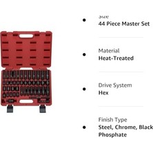 Daisy Home Neiko 02440A 3/8 Inç Tahrik Darbeli Soket Seti, Cr-V Çelik, Sae ve Metrik | 44 Parça Çeşitli,