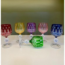 Nazan Home Bohemia Kristal Kesme El Işi Ayaklı Renkli Kahve Yanı Su Bardağı