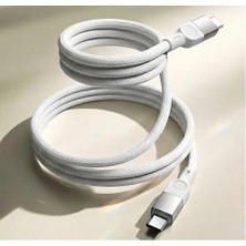 Daisy Home Usb-C Şarj Kablosu, Örgülü Naylon, Beyaz Renk, Esnek Saklama, Manyetik Karışmayan, 1 Metre