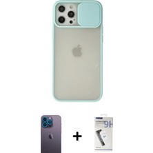 İlk El Grup Ieg™ iPhone 12 Pro Max Kılıf Vadi Çizgi - Şeffaf Uv Polymer Nano Ekran Koruyucu + Mavi Neon Fosforlu Kamera Lens