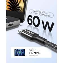 Daisy Home Usb-C 60W 3A Qc Pd Örgülü Hızlı Şarj Kablosu, 1 Metre, Siyah, 35219