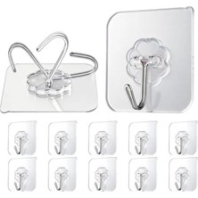 Cekar Store 20 Adet Şeffaf Duvar Askısı Iz Bırakmayan Güçlü Yapışkanlı Kapı Arkası Banyo Mutfak Düzenleyici Metal Kanca Askılık