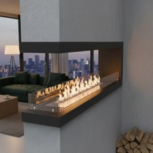 Starfire C Tipi Duvar Şöminesi 120 cm Siyah Modern Dekoratif