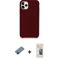 Marsilyan™- iPhone 11 Pro Kılıf Zirve Modern Özel Seri - Siyah 6d Mat Seramik Hayalet Nano Ekran Koruyucu + Kırmızı Metal Kamera Lens Koruma Cam