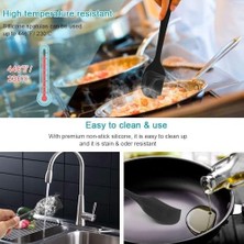 Daisy Home Promosyonca Silikon Mutfak Spatula Seti, 6 Parça, Siyah, Isıya Dayanıklı Yapışmaz Spatula, Çorba Kaşığı, Fırça, Dikişsiz Tek Parça Tasarım