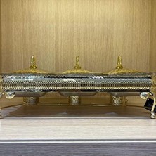 Daisy Home Queen Anne Altın Kaplama Üç Bölmeli Isıtıcılı Yemek Servis 51 x 26 x 18 cm