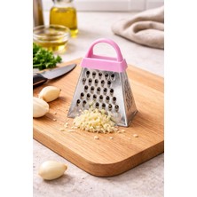 Daisy Home Mini Sarımsak Rendesi, Paslanmaz Çelik Mutfak Rendesi, Pembe Tutma Saplı, Çok Amaçlı Mutfak Aleti