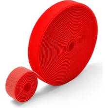Cekar Store Cırt Cırt Sabitleyici Kablo Düzenleyici 5 Metre x 1cm Kanca ve Döngü Kayışları, Tekrar Kullanılabilir, Çift Taraflı Kanca Rulo Düzenleyici Kayışlar, Bağlama Bandı (Kırmızı)