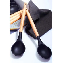 Daisy Home Rotanev Bambu Saplı Silikon Kaşık Siyah 1 Adet