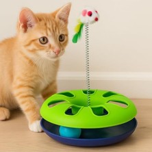 Cekar Store Kedi Oyuncağı – Interaktif Toplu ve Yaylı Tüylü Fareli Kedi Eğlence Oyuncağı – Kaymaz Tabanlı Dayanıklı Plastik – Zihinsel ve Fiziksel Aktivite Oyuncağı – Lacivert