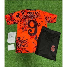 R.madridd 2024/25 Yeni Sezon Kylian Mbappe Özel Konsept Çocuk Forması 4'lü Set Turuncu