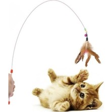 Cekar Store Kedi Oltası Oyun Çıngıraklı Renkli Boncuklu ve Tüylü Kedi Oyun Oltası, 90 cm Uzunluk, Interaktif ve Eğlenceli Kedi Oyuncak, Uzun ve Esnek Sap, Çok Yönlü Evcil Hayvan Eğlence Aracı