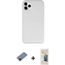 Marsilyan™- iPhone 11 Pro Kılıf Zirve Modern Özel Seri - Siyah 6d Mat Seramik Hayalet Nano Ekran Koruyucu + Kırmızı Metal Kamera Lens Koruma Cam
