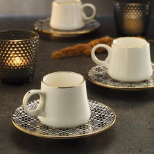 Daisy Home Sandro Moreno 1453 Pastel Double Yüzük Gold 12 Parça 6 Kişilik Kahve Fincan Takımı 120 ml