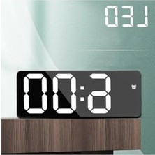 Cekar Store Aynalı Alarm Saat Takvimli Termometre LED Dijital Modern Masa Saati