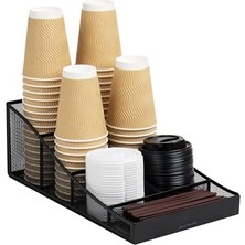 Daisy Home Mind Reader Bardak ve Sos Istasyonu, Tezgah Üstü Düzenleyici, Kahve Barı, Mutfak, Metal File, 21,6 cm Uzunluğunda x 36,8 cm Genişliğinde x 13,3 cm Yüksekliğinde, Siyah