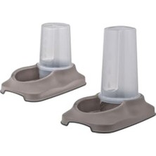 Cekar Store Kedi ve Köpekler Için 2'li Mama Kabı/su Kabı Hazneli Kaydırmaz Taban 3,5 Lt ve 1,5 Lt (Bej)