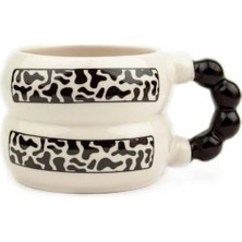 Daisy Home Leopar Desen Baskılı El Yapımı Krem Parlak Harmoni Kupa - El Işçiliği Hediyelik Kupa Bardak