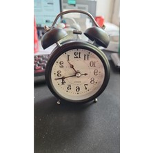 Cekar Store HT-850 Yüksek Sesli Alarmlı Saat Nostaljik Analog Çalar Saat Fosforlu Işıklı Metal Gövde Akar Saniyeli Sessiz Pilli Saat Siyah