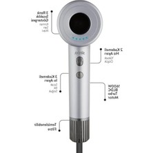 Cekar Store Sinbo Shd 1717 Saç Kurutma Makinesi, 1600W Bldc Turbo Motor, 110.000 Rpm, 2 Hız 3 Sıcaklık Ayarlı, 360° Manyetik Başlık, Gümüş
