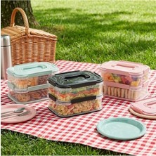 Cekar Store Orret Home 2x1,8 L Çift Katlı Plastik Yemek Taşıma Kutusu 3,6 L Saklama Kabı Sızdırmaz Contalı Şeffaf Kilitli Sefer Tası Beslenme Kabı Lunch Box Erzak Kabı (1 Adet)