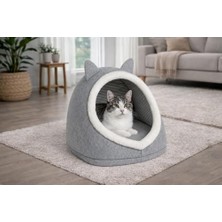 Cekar Store Gobypet Alas Gri Keçe Kedi ve Köpek Evi Yatağı – Kapalı Tasarım, Sıcak ve Yumuşak Pet Yuvası, Kaymaz Paspas Set