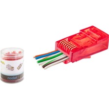 Nemere Cat6 Ez RJ45 Konnektör - 100 Adet Kirmizi / Özel Plastik Kutulu ND2403