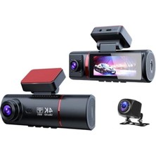 Cekar Store 4K Ultra Hd 3 Kameralı Araç Kamerası, Wifi ve Gps Takipli, Gece Görüşlü, G-Sensörlü, Ön + Iç + Arka Kayıt