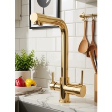 Vitkar Su Armatür Arıtmalı Mutfak Eviye Bataryası  Gold