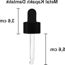 Cekar Store Afracam 20 ml Metal Kapaklı Damlalık Dropper Şişesi Serum 20 cc Cam Şişe 6 Adet (Siyah Kapak, Şeffaf)