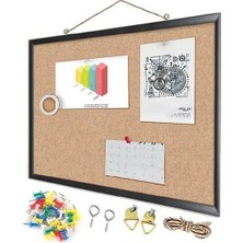 Cekar Store Mantar Pano Mdf Çerçeve 60X90 cm 1 Adet Harita Çivisi Hediyeli Duvara Monte Mantar Çerçeve Evde Okulda Büroda Ofiste