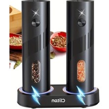 Cekar Store Elektrikli Tuz ve Karabiber Değirmeni Şarjlı Otomatik Baharat Öğütücü 110ML