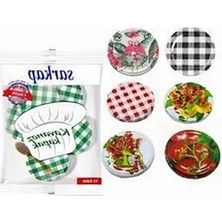 Cekar Store 4 Paket 10'lu Hijyenik Poşetli Kavanoz Kapağı Seti 4 Desen 82 mm Karışık Gönderim