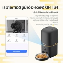 Cekar Store Haustier PF05 Kameralı 1080P Fhd Gece Görüş Akıllı Otomatik Kedi Mama Kabı, Tuya App-Wifi Uzaktan Kontrol, Sesle Çağırma, 2.4ghz-5ghz, 4lt Hazne, Metal Kase (Siyah)          [enerji Sınıfı A+]