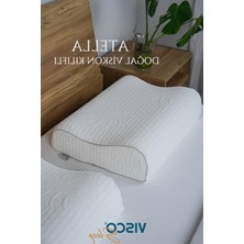 Cekar Store Ortopedik Visco Yastık Boyun Destekli Yastık Visko Yastık Atella Doğal Viskon Kılıflı 60X40X14-12 cm