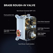 Daisy Home Ello&allo Duş Bataryası Seti Karıştırma Vanası ve Kiti Fırçalanmış Nikel, Yağış Şelale Duş Başlığı El Combo ile