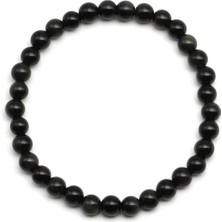 Yürük Market Doğal Rainbow Obsidyen Taşı Bileklik Siyah Doğal Taş Esnek Unisex Bileklik